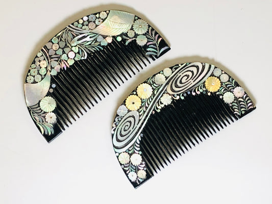 Y5346 KOUGAI  2 Combs mother-of-pearl work hair dressing Japan kimono accessory