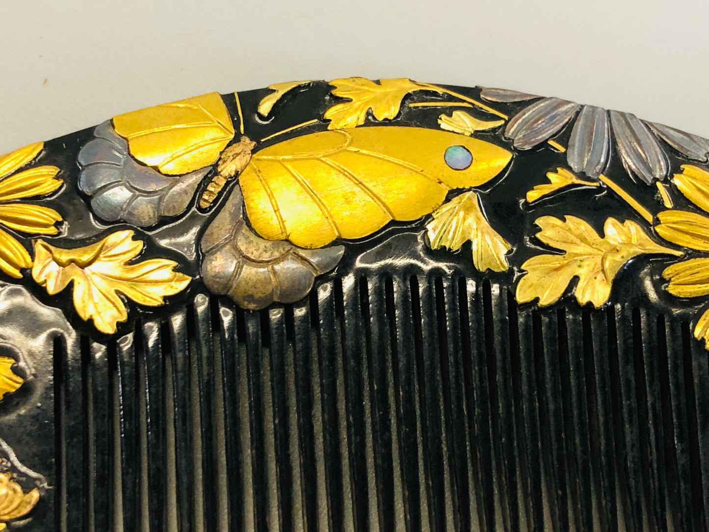 Y5347 KOUGAI  Makie Comb flower butterfly hair dressing Japan kimono accessory