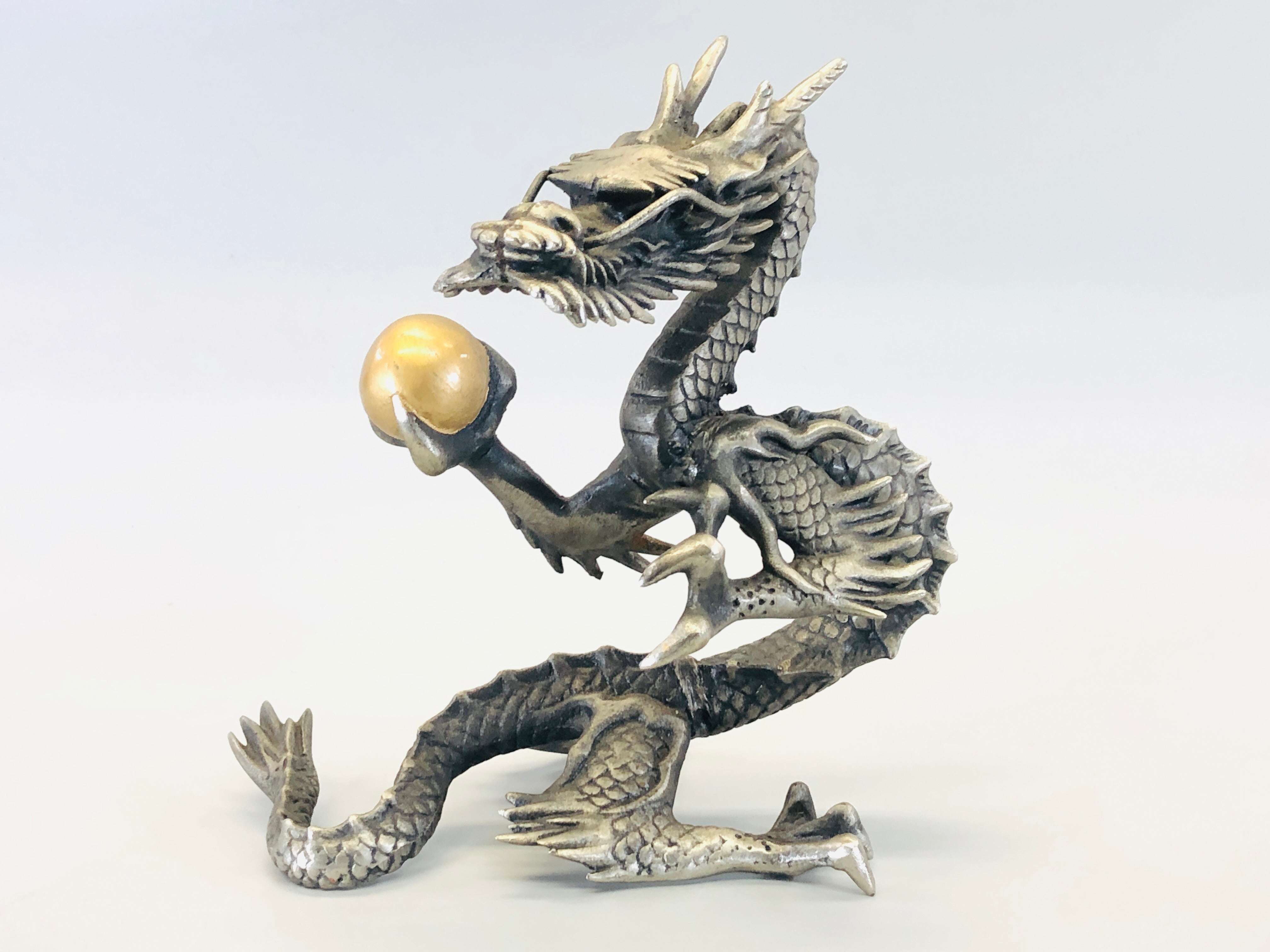 Y5363 OKIMONO metal Dragon figure figurine Japan antique 