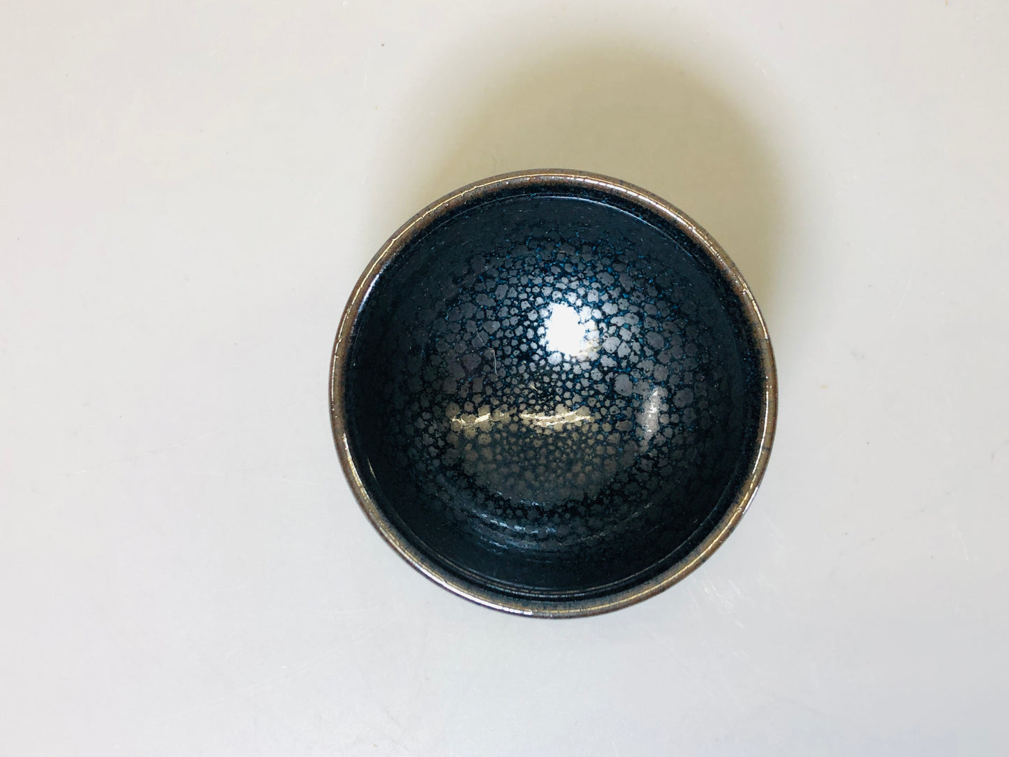 Y5386 CHAWAN Seto-ware Sake Cup Tenmoku signed box Japanese bowl pottery antique