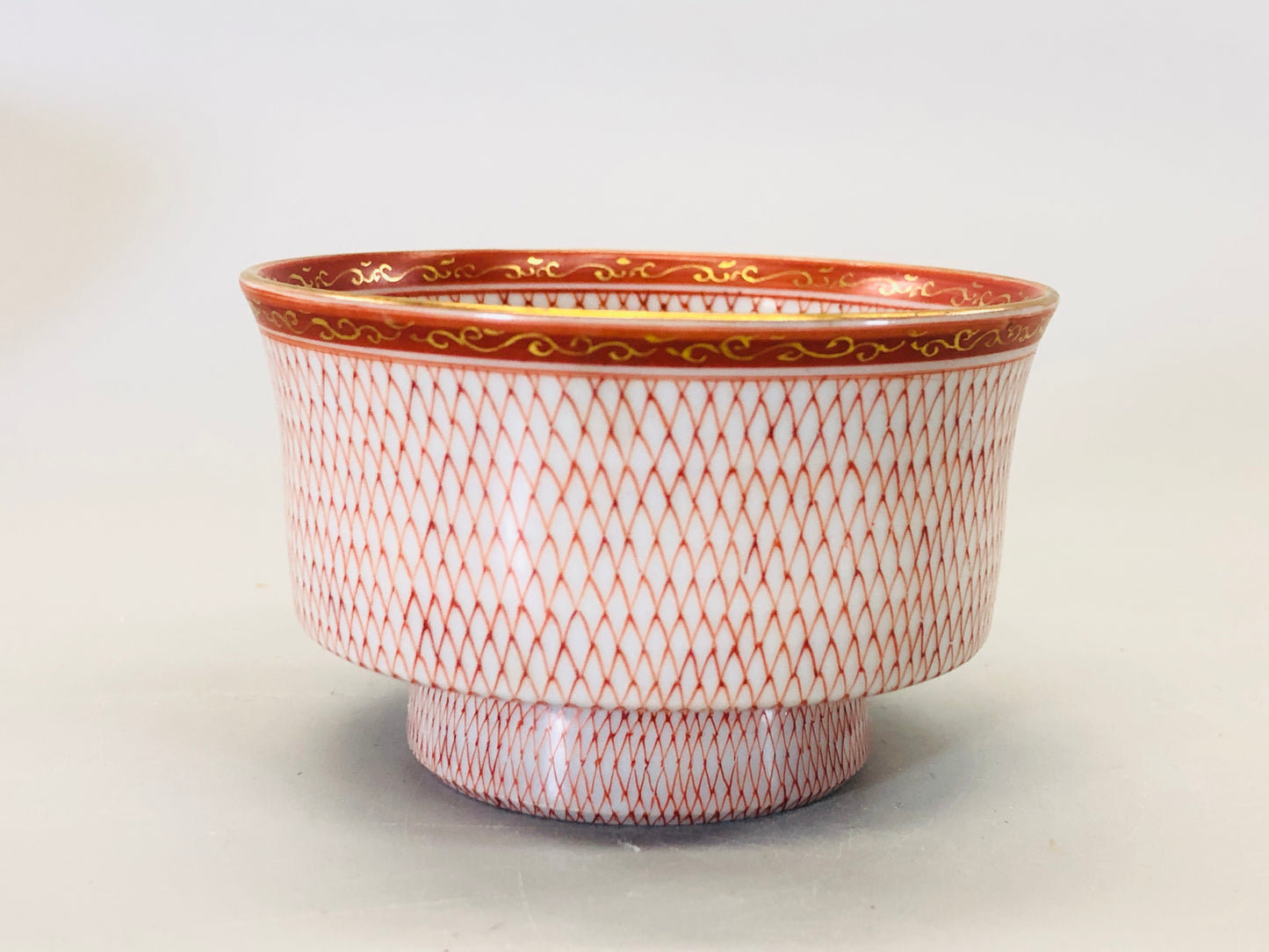 Y5388 CHAWAN Kutani-ware Sake Cup signed box Japan bowl pottery antique vintage