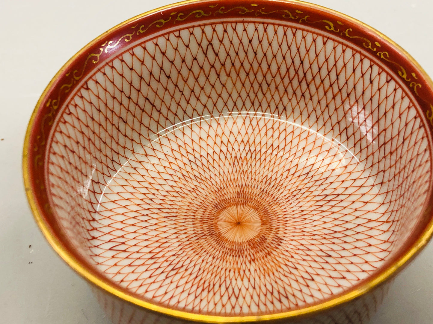 Y5388 CHAWAN Kutani-ware Sake Cup signed box Japan bowl pottery antique vintage