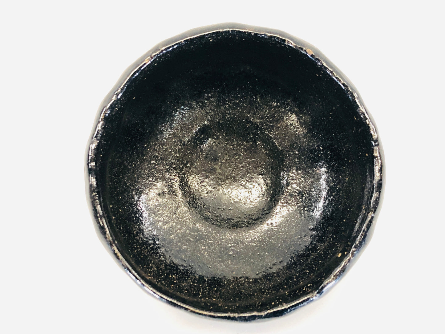 Y5392 CHAWAN Raku-ware black signed Japan antique tea ceremony pottery vintage