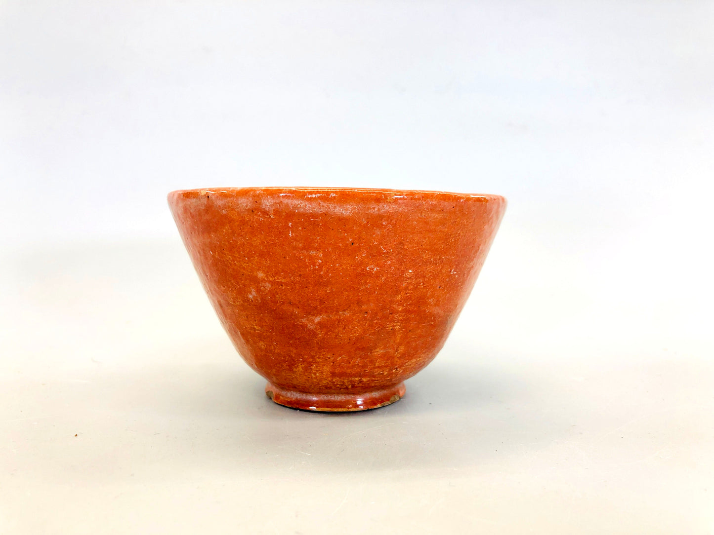 Y5393 CHAWAN Raku-ware red signed tube Japan antique tea ceremony pottery