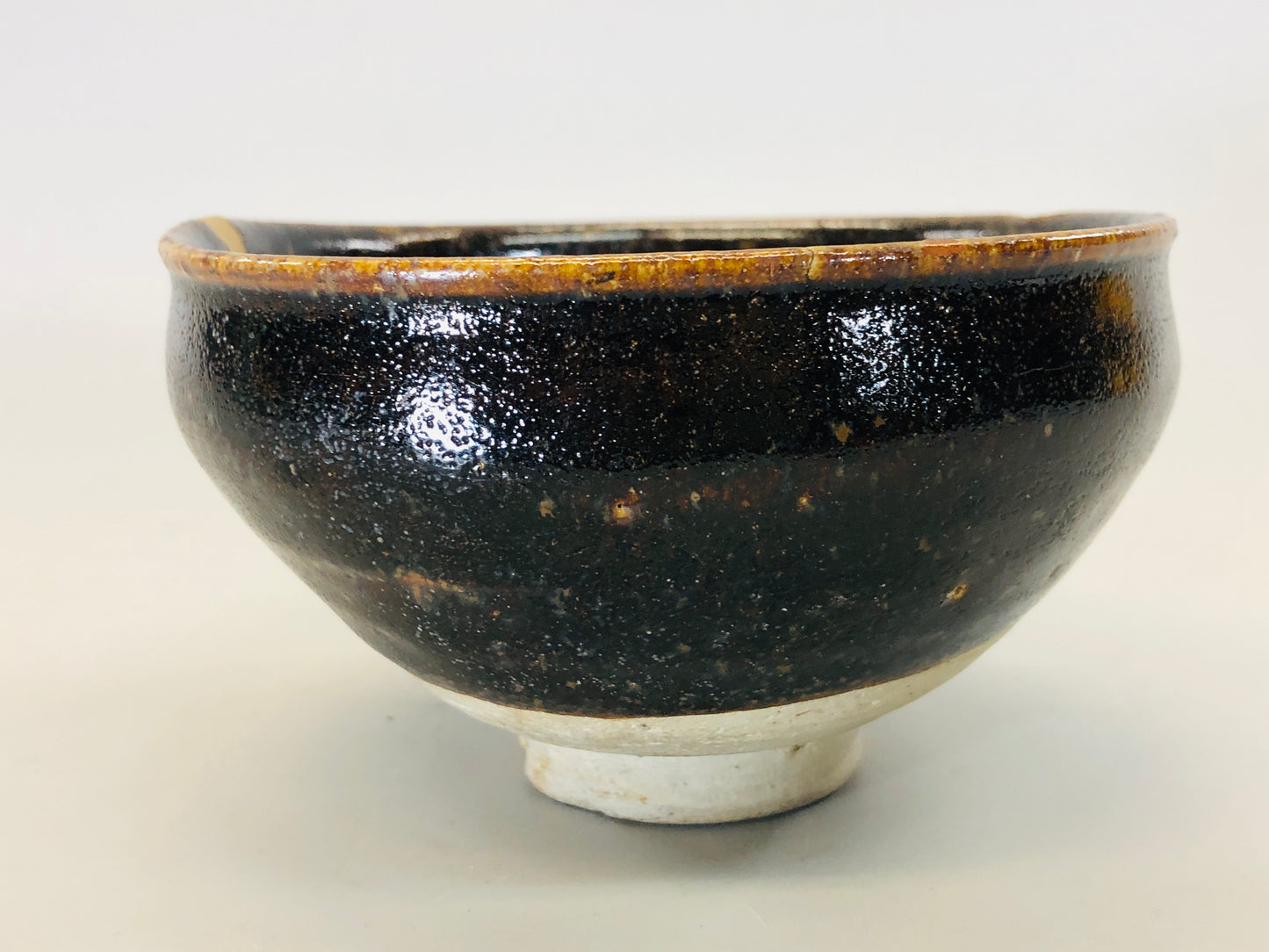 Y5400 CHAWAN Seto-ware Tenmoku kintsugi Japan antique tea ceremony pottery bowl