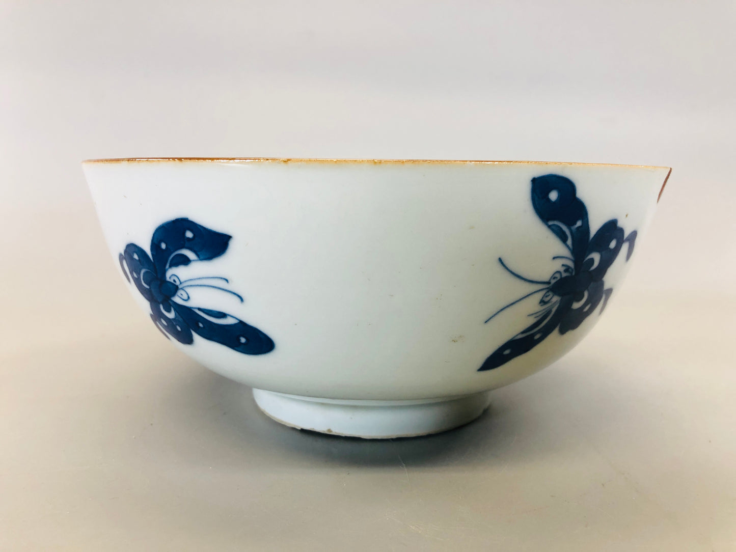 Y5407 CHAWAN underglaze blue bowl signed Chinese antique China pottery vintage