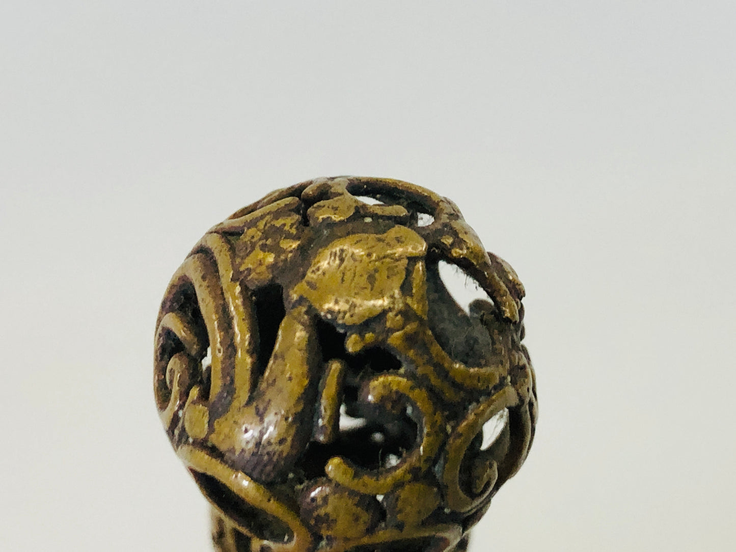 Y5415 NETSUKE Gourd old copper Japan antique kimono accessory traditional