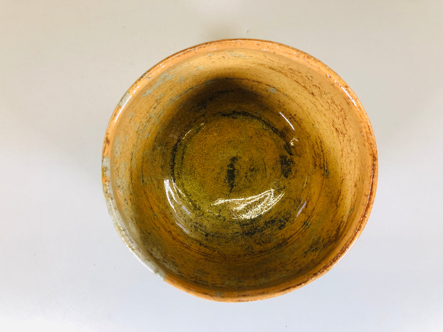 Y5442 CHAWAN Raku-ware red signed Japan antique tea ceremony pottery vintage