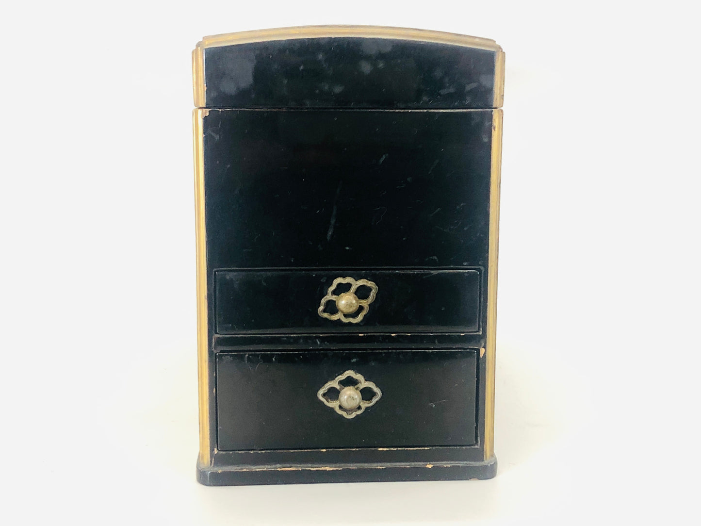 Y5449 Buddhist Altar Equipment Lantern box drawer black lacquer Japan antique