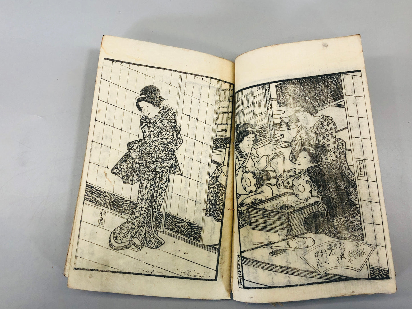 Y5464 WOODBLOCK PRINT Japanese style book 3 girls ghost Japan Ukiyoe antique art