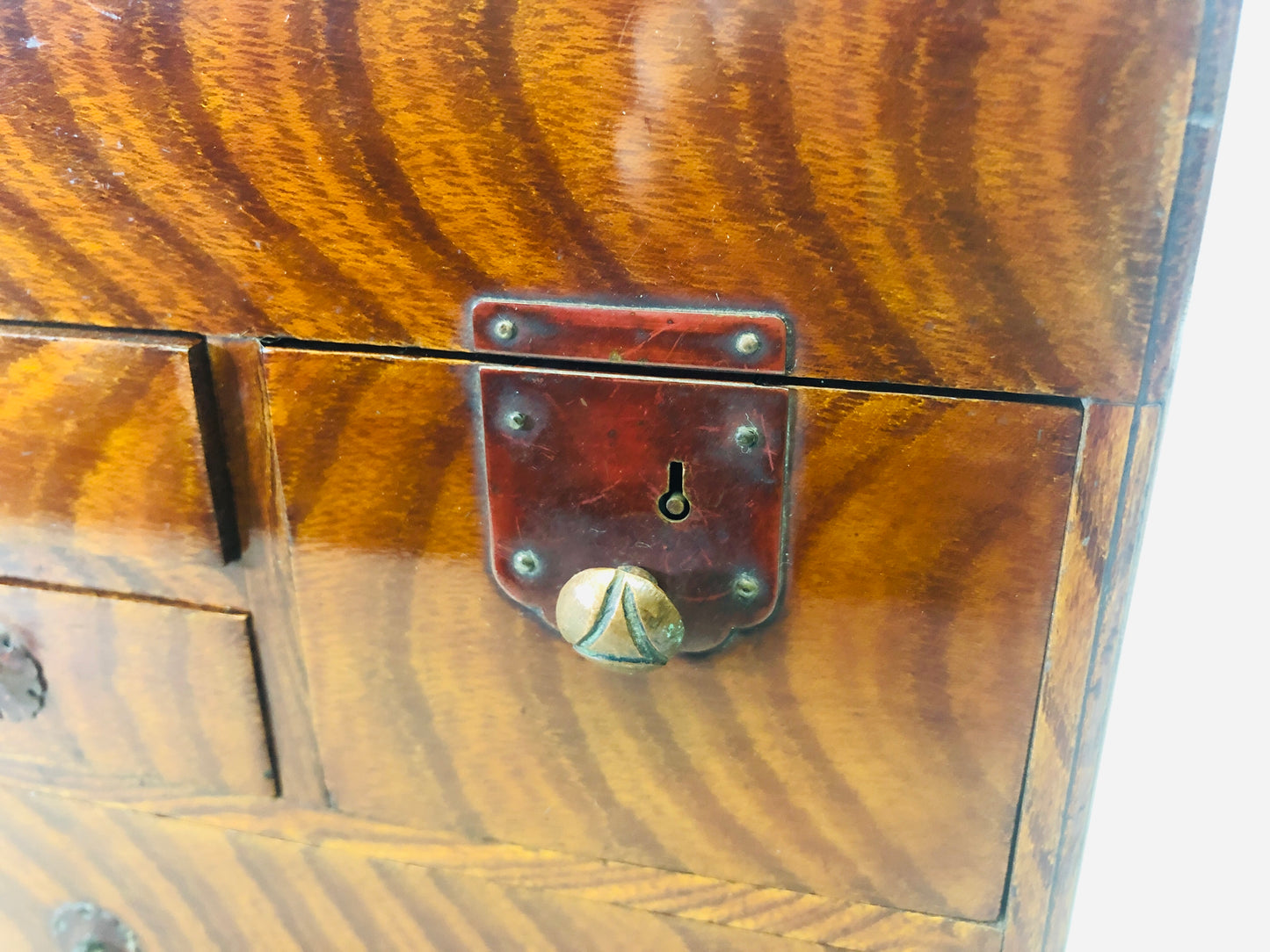 Y5472 TANSU Zelkova Suzuri small drawer chest Tamamoku Japan antique vintage