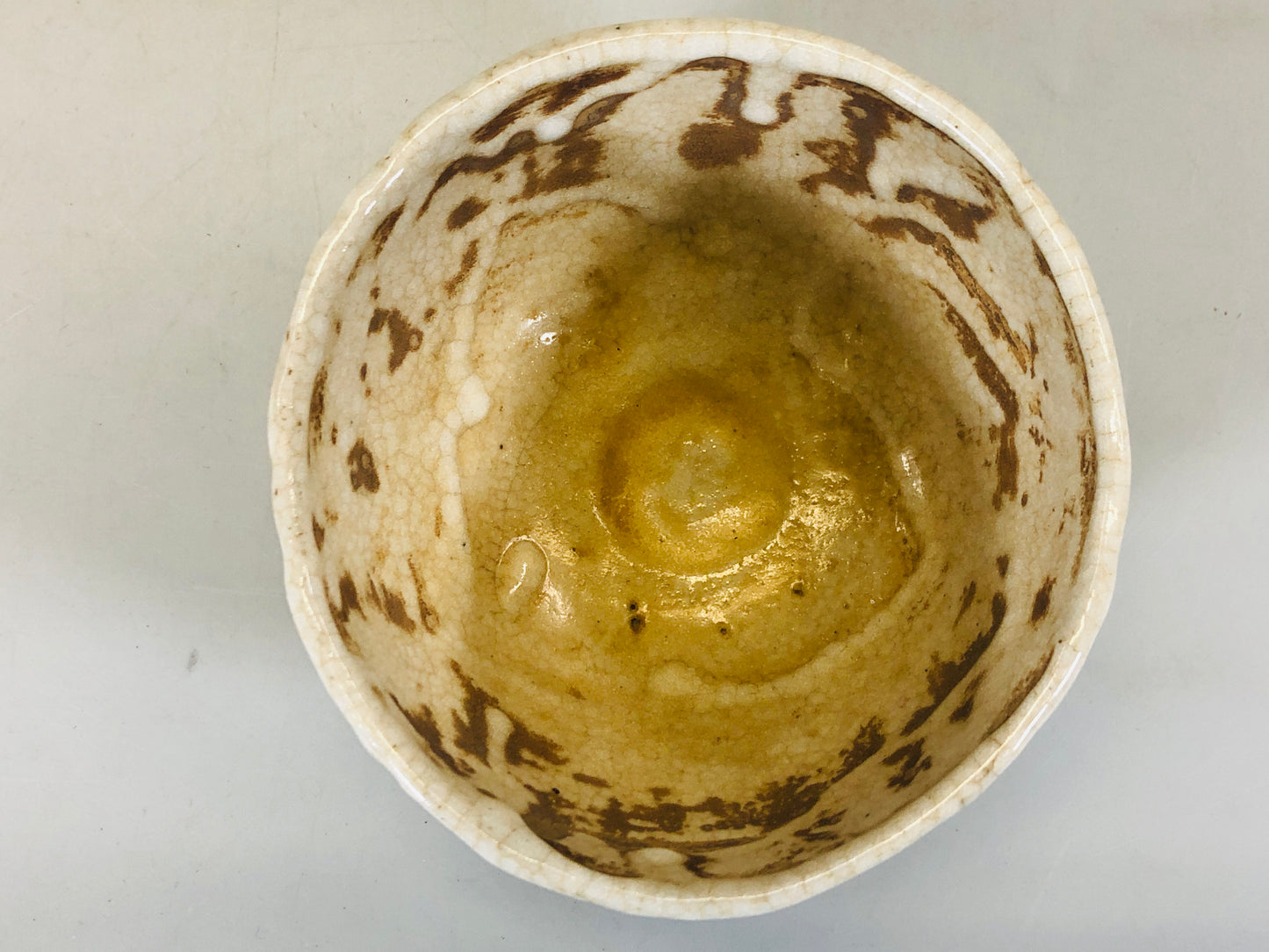 Y5477 CHAWAN Shino-ware signed box Japan antique tea ceremony bowl pottery