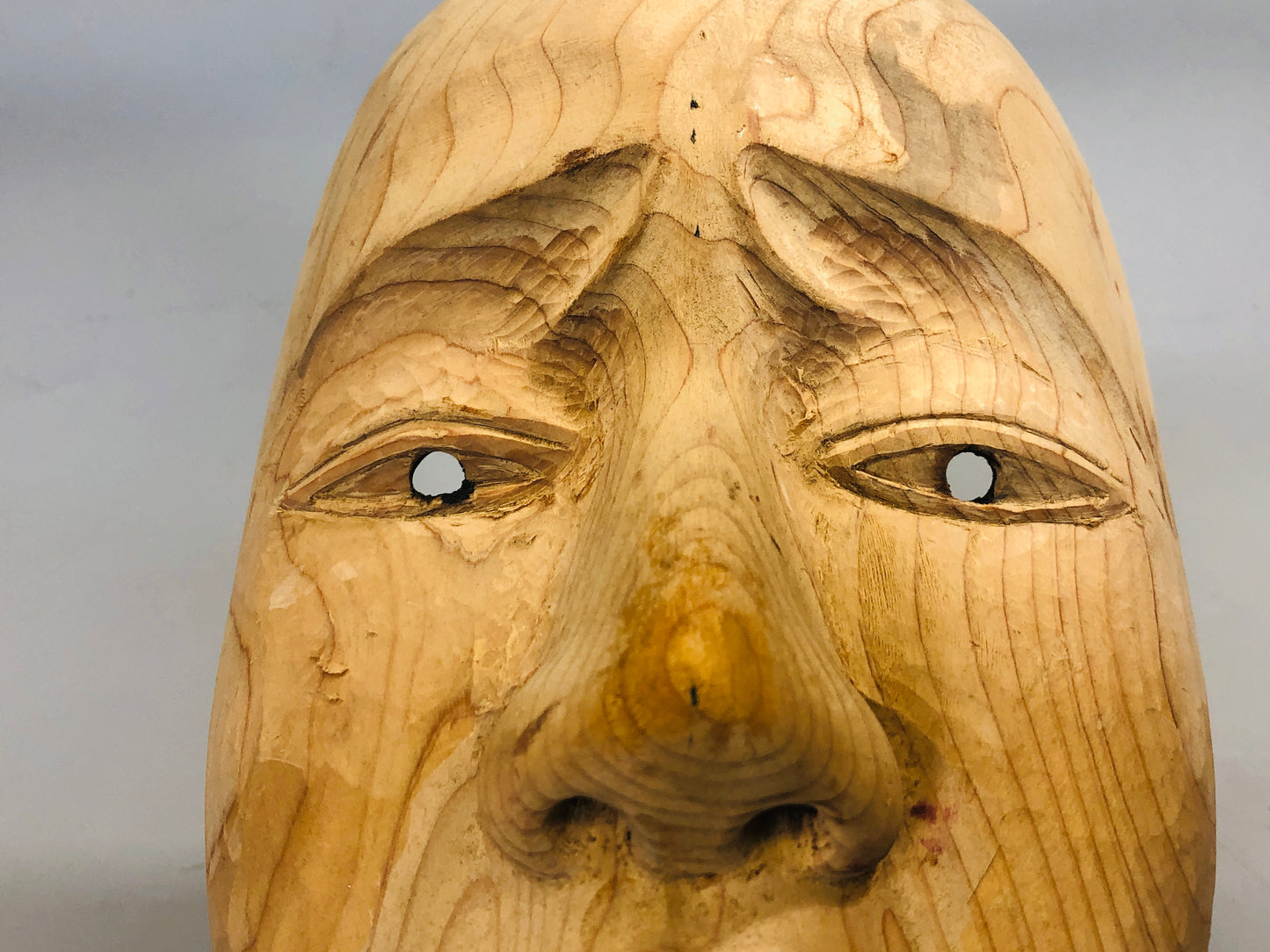 Y5493 NOH MASK wood carving work in progress Japan antique omen dance drama