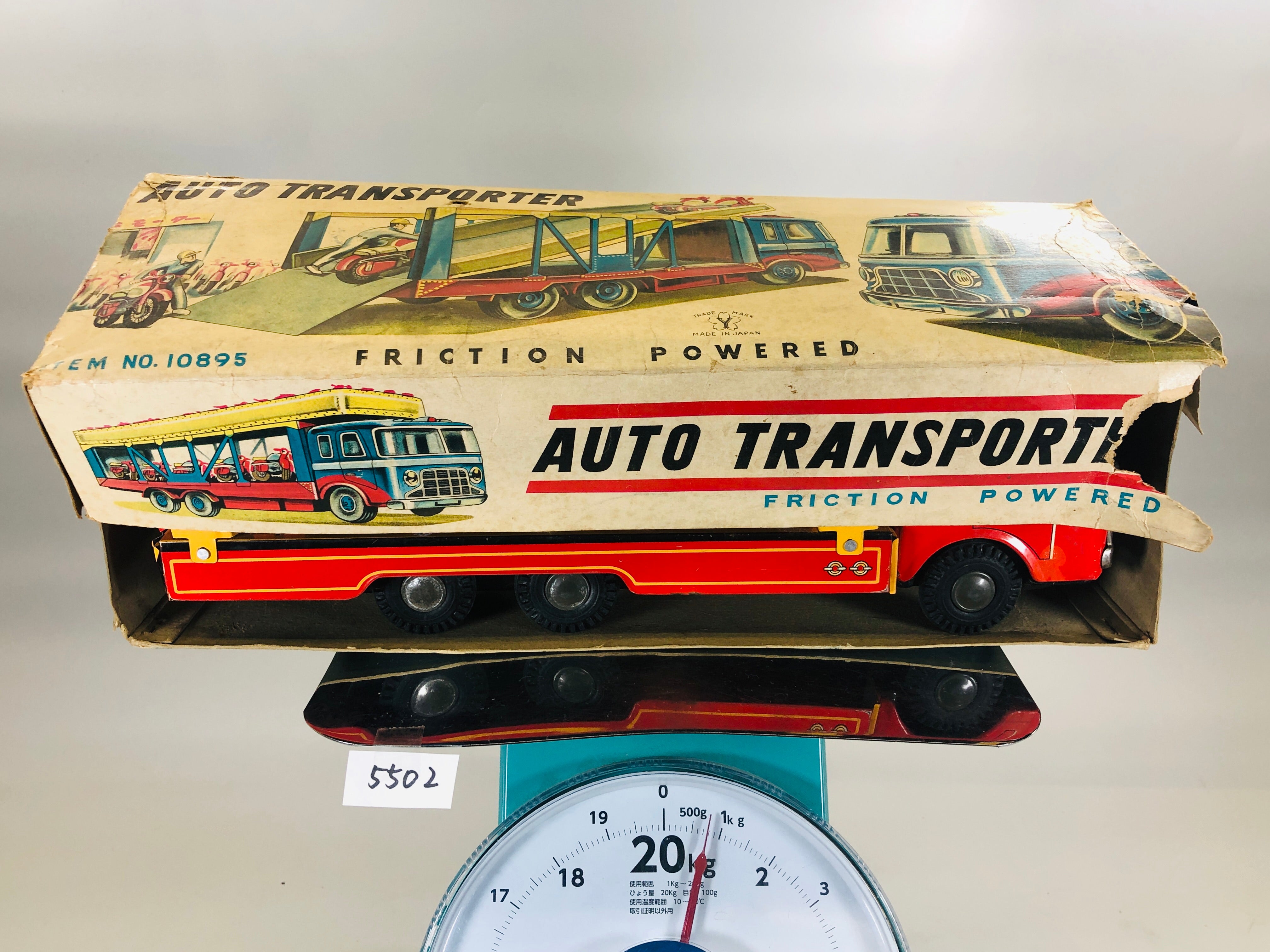 Y5502 TIN TOY Auto Transporter bike carrier box truck Japan