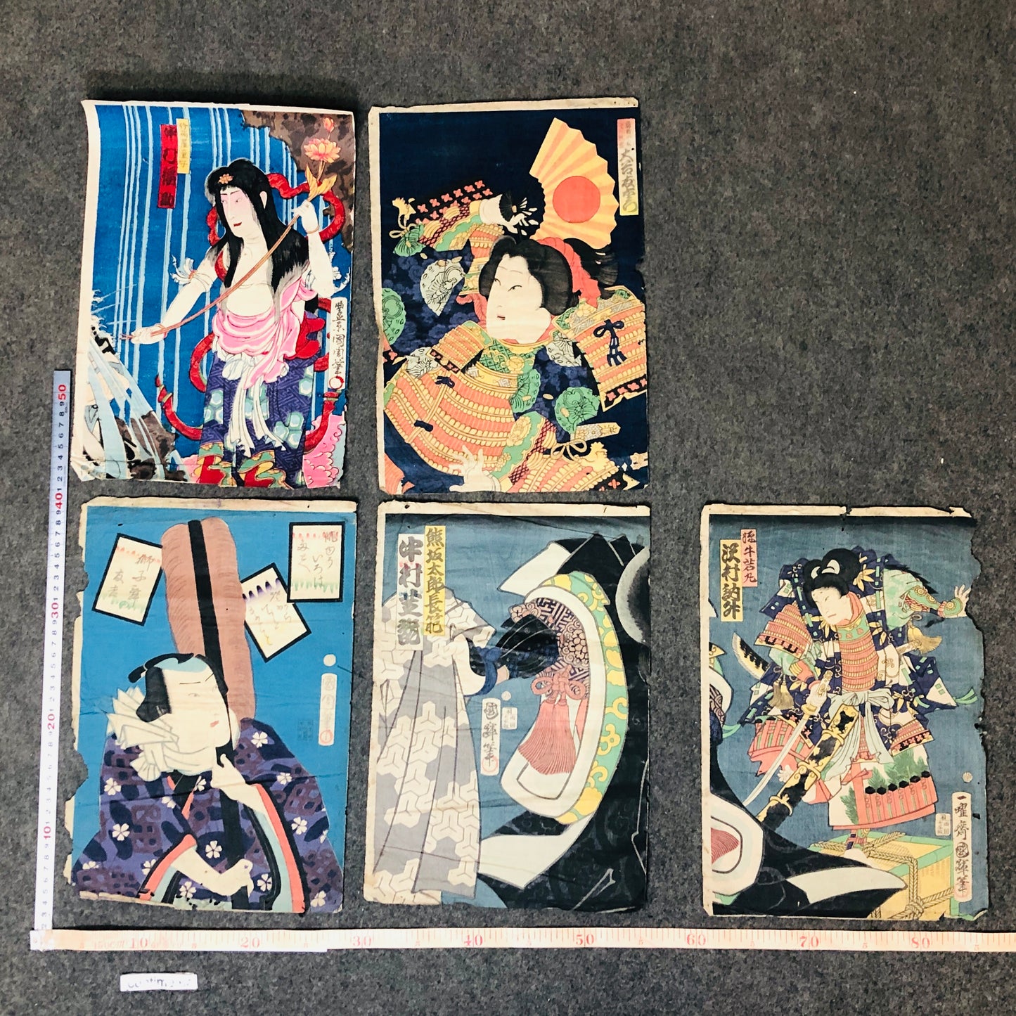 Y5510 WOODBLOCK PRINT Various set of 5 actor beauty Japan Ukiyoe antique art