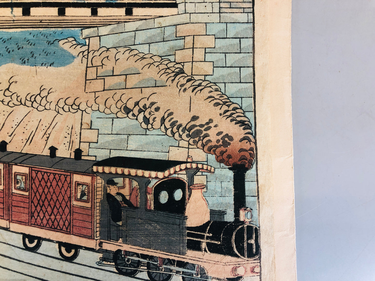 Y5511 WOODBLOCK PRINT 3rd Hiroshige Shinagawa locomotive Japan Ukiyoe antique