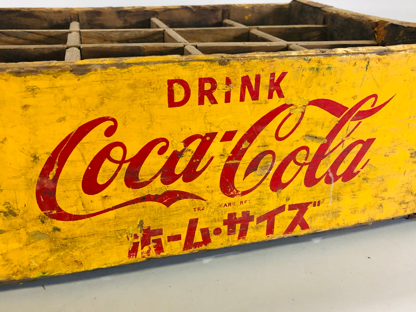 Y5524 BOX Coca-Cola wooden crate home size Japan antique storage vintage