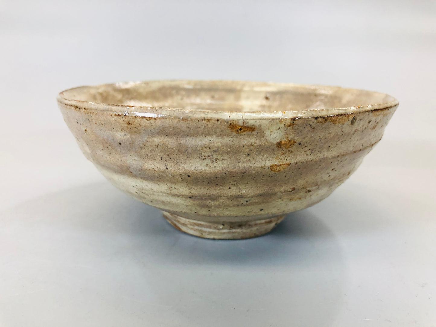 Y5544 CHAWAN Hagi-ware flat signed box Japan antique tea ceremony bowl pottery