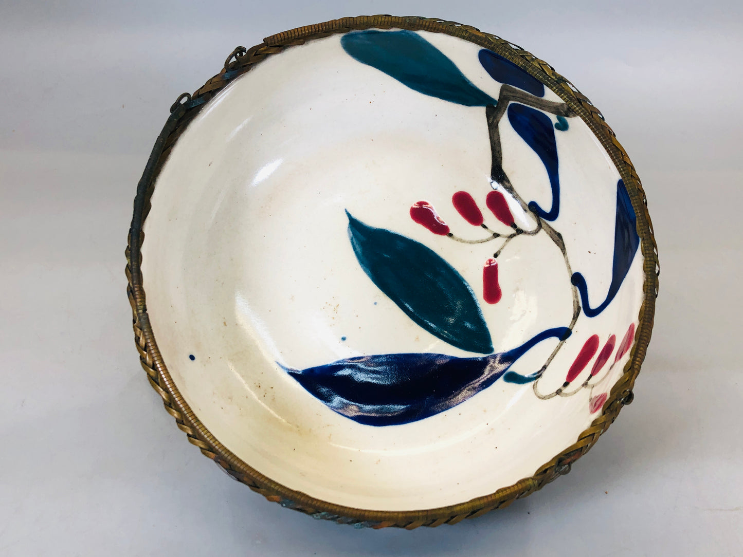Y5593 CHAWAN Seto-ware handle Japan confectionery bowl antique vintage tableware