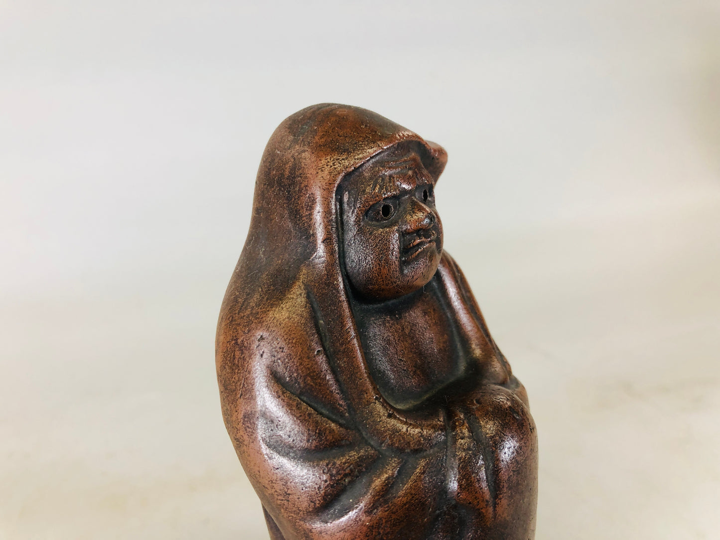 Y5613 OKIMONO Bizen-ware Daruma Bodhidharma Japan antique decor figure figurine