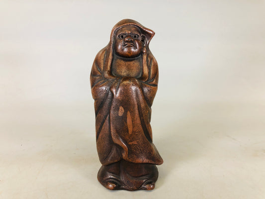 Y5613 OKIMONO Bizen-ware Daruma Bodhidharma Japan antique decor figure figurine