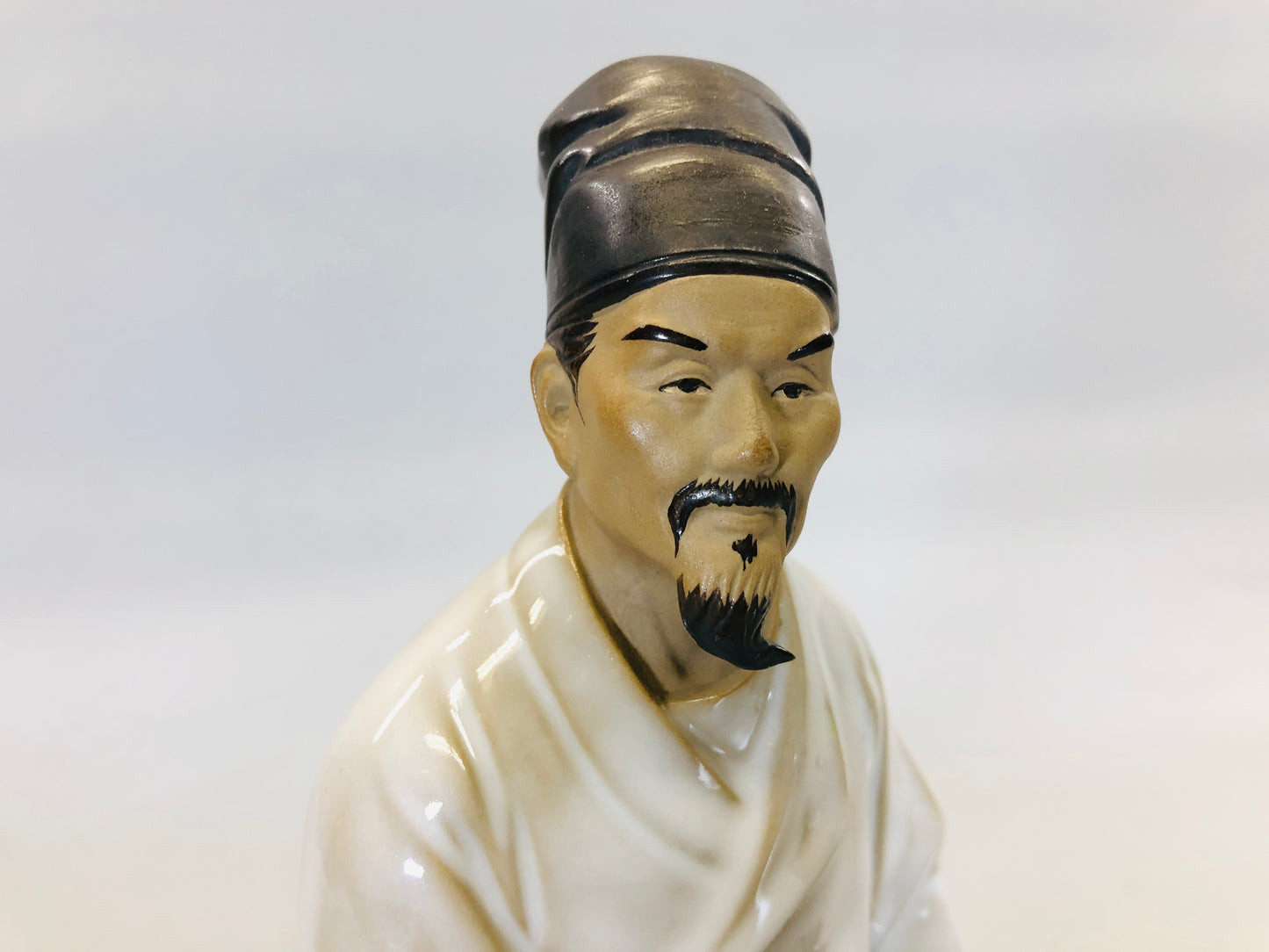 Y5644 STATUE Literati man figure figurine signed China antique interior pottery