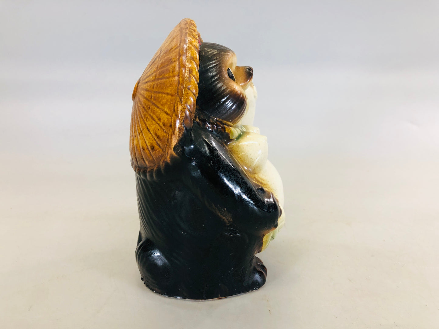 Y5645 OKIMONO Shigaraki-ware Raccoon dog figurine Japan antique figure interior