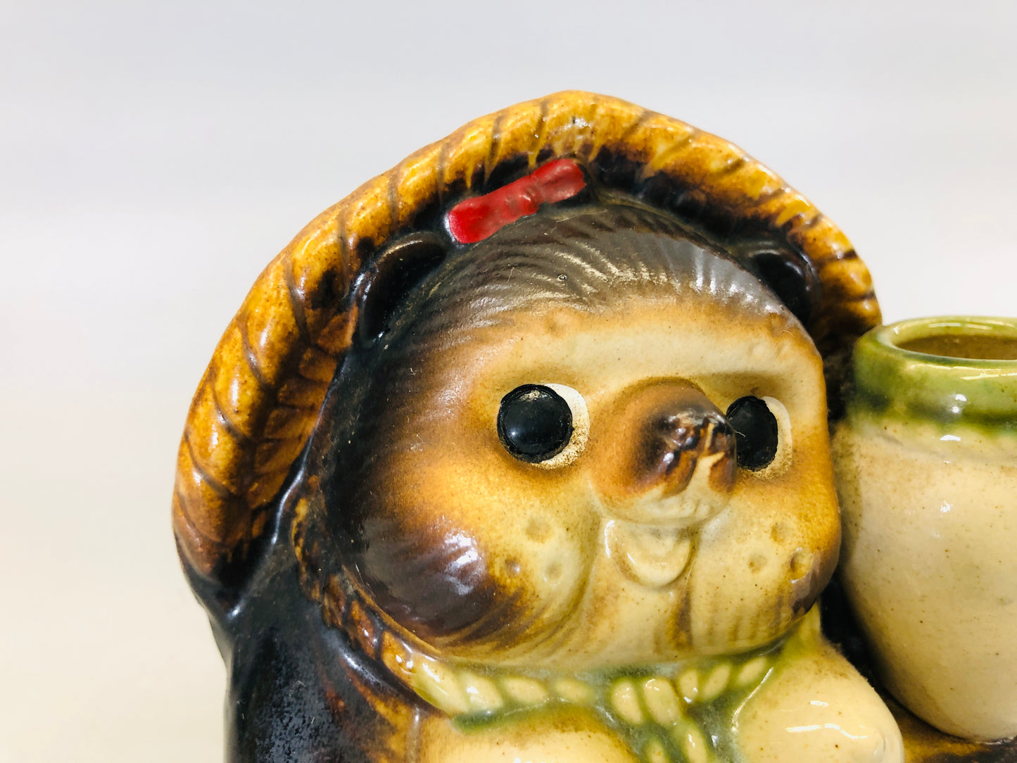 Y5645 OKIMONO Shigaraki-ware Raccoon dog figurine Japan antique figure interior