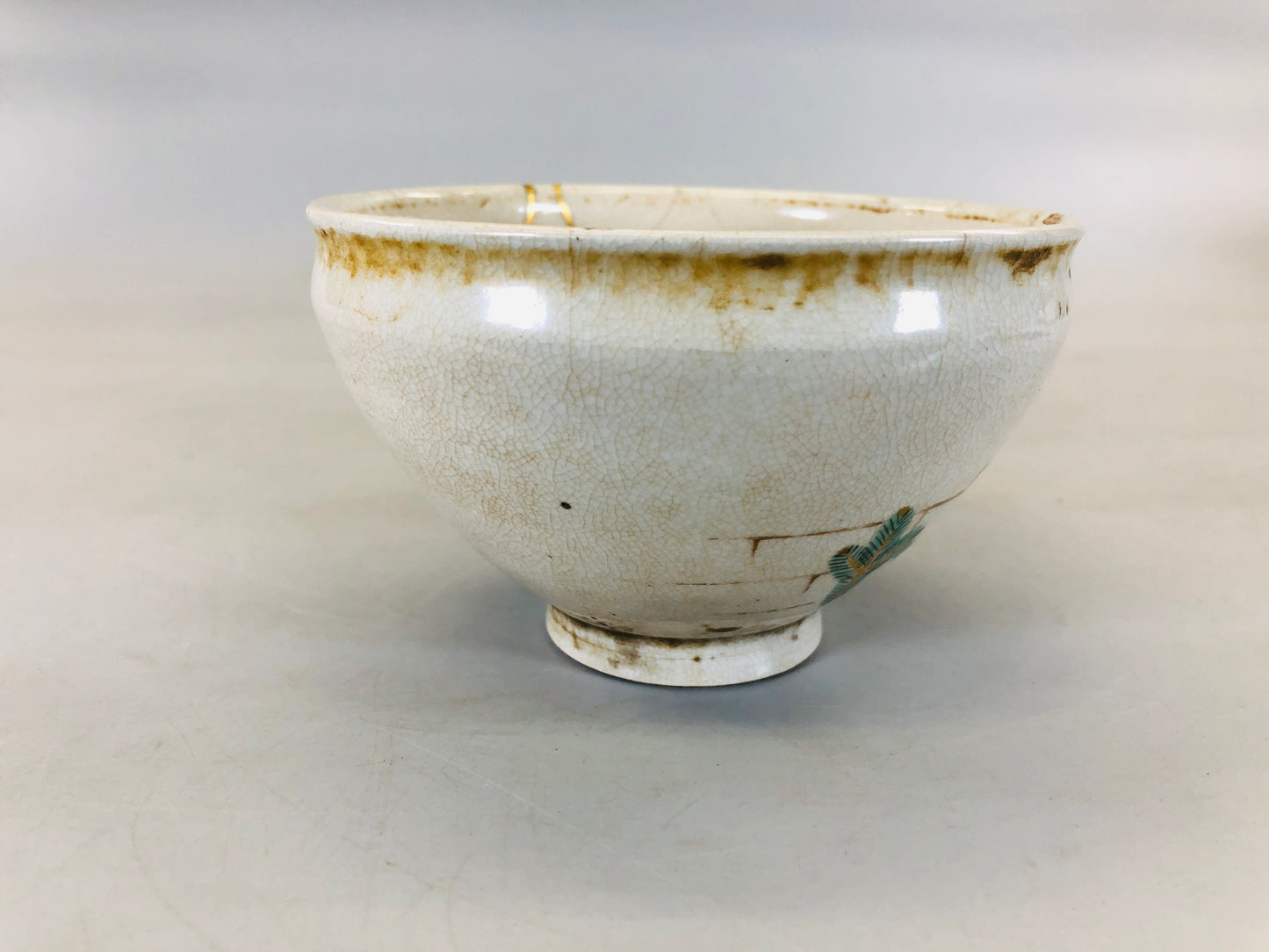 Y5681 CHAWAN Kyo-ware kintsugi Noh Japan antique tea ceremony bowl pottery