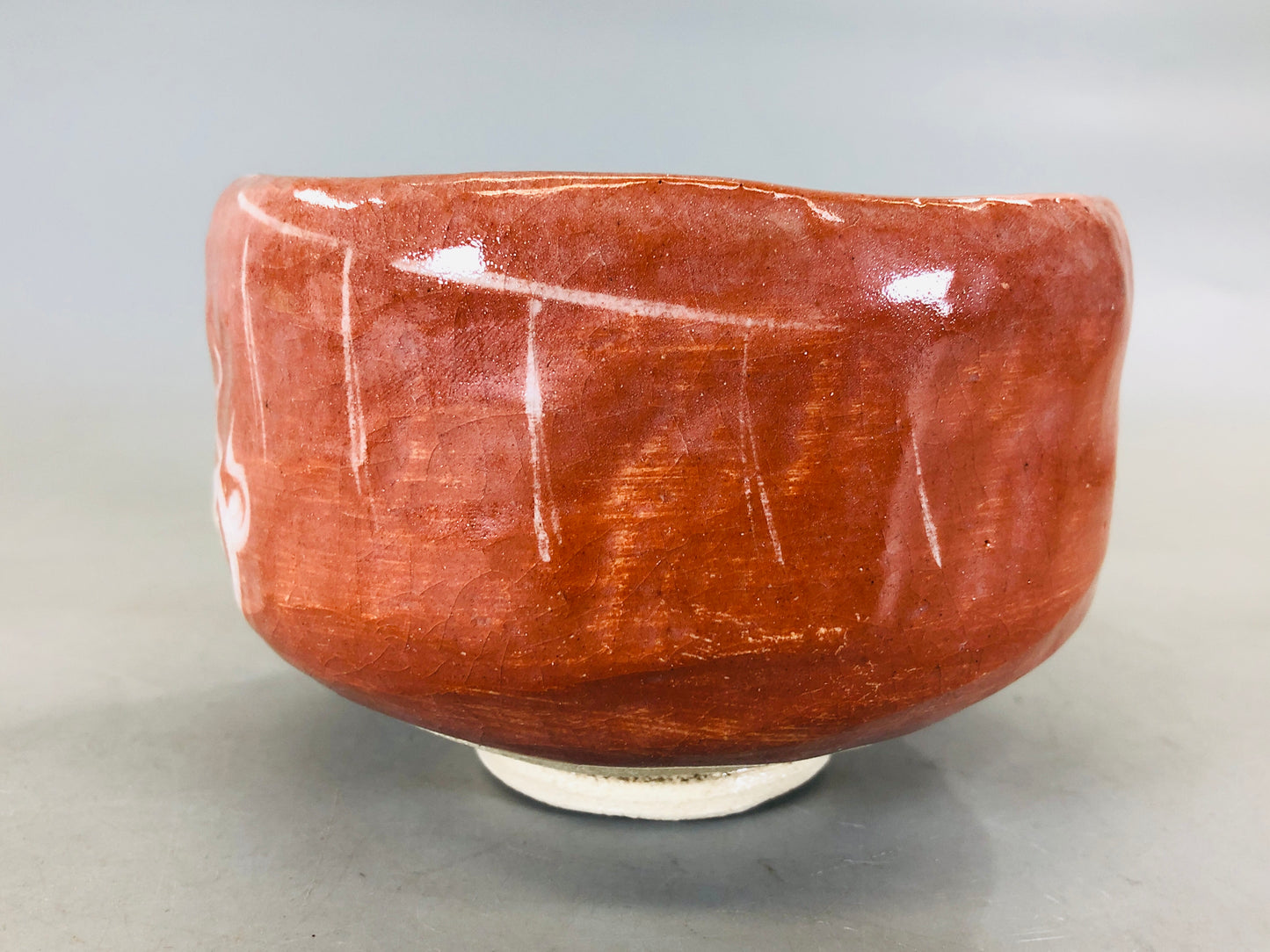 Y5690 CHAWAN Raku-ware Red signed box Japan antique tea ceremony bowl pottery