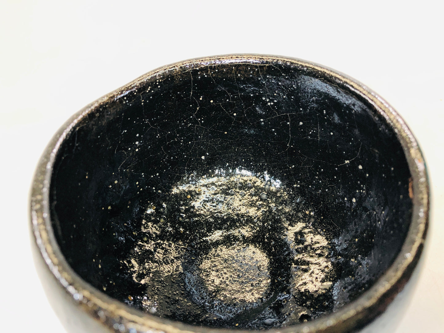 Y5695 CHAWAN Raku-ware Black signed box Japan antique tea ceremony bowl pottery