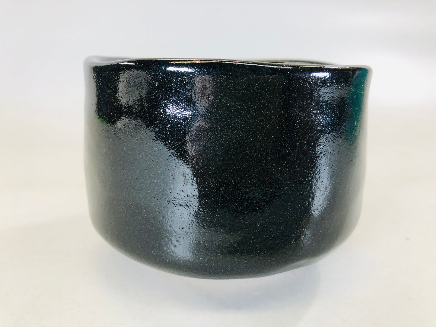 Y5699 CHAWAN Raku-ware Black signed box Japan antique tea ceremony bowl pottery