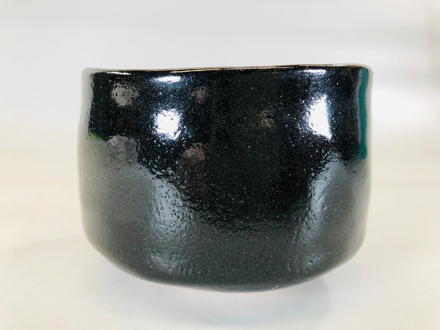 Y5699 CHAWAN Raku-ware Black signed box Japan antique tea ceremony bowl pottery