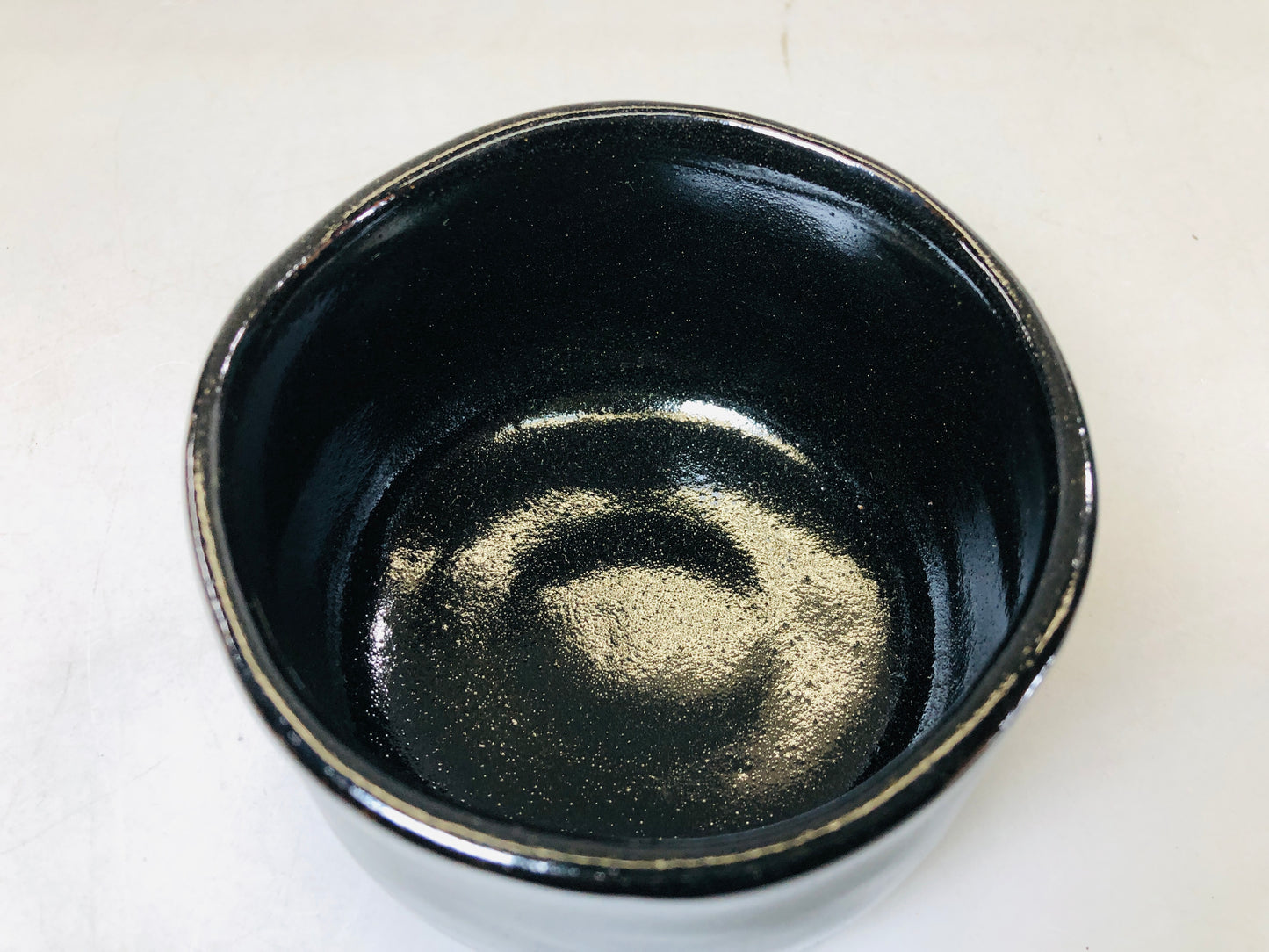 Y5699 CHAWAN Raku-ware Black signed box Japan antique tea ceremony bowl pottery