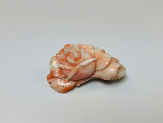 Y5767 BROOCH coral sculpture flower accessory pin Japan antique decoration