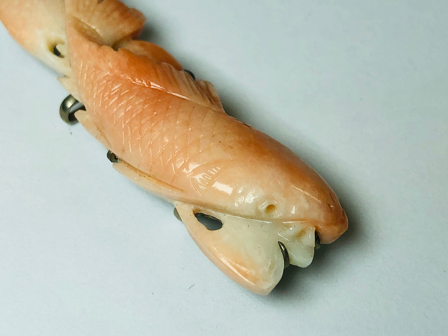 Y5770 OBIDOME Sash clip coral sculpture koi fish Japan Kimono accessory antique