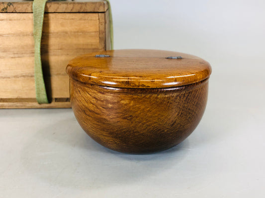 Y5782 NATUME wood Caddy split lid signed box Japan Tea Ceremony antique pot