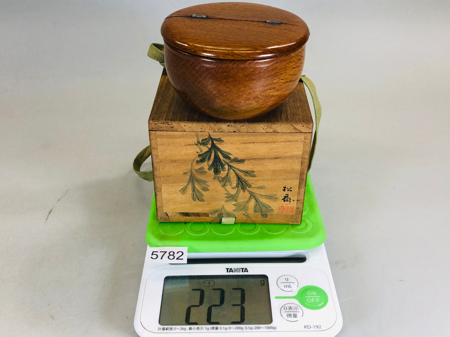 Y5782 NATUME wood Caddy split lid signed box Japan Tea Ceremony antique pot