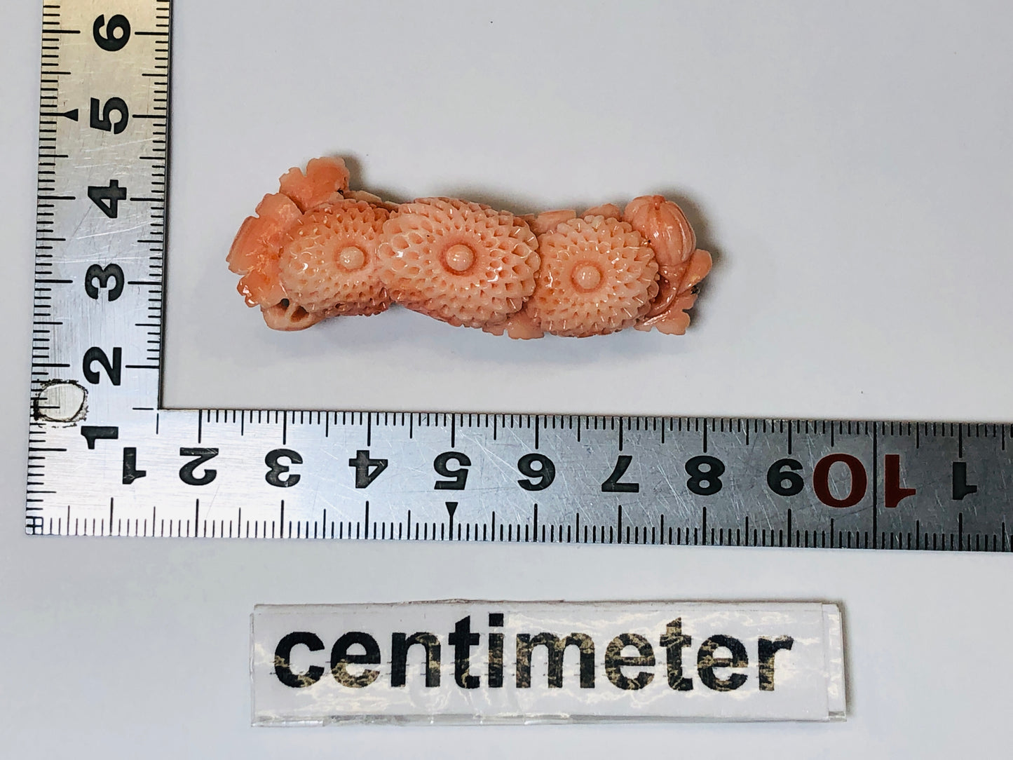 Y5796 OBIDOME Sash clip coral sculpture flower Japan Kimono accessory antique