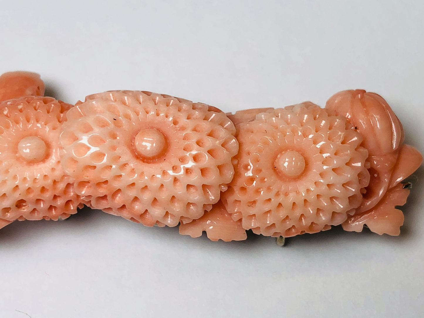 Y5796 OBIDOME Sash clip coral sculpture flower Japan Kimono accessory antique