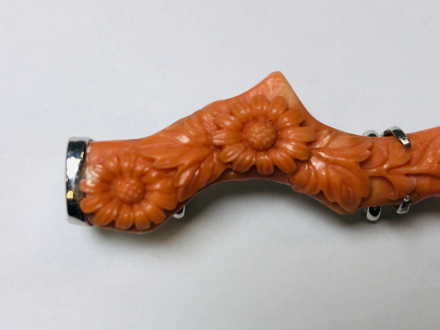 Y5797 OBIDOME Sash clip coral sculpture flower Japan Kimono accessory antique