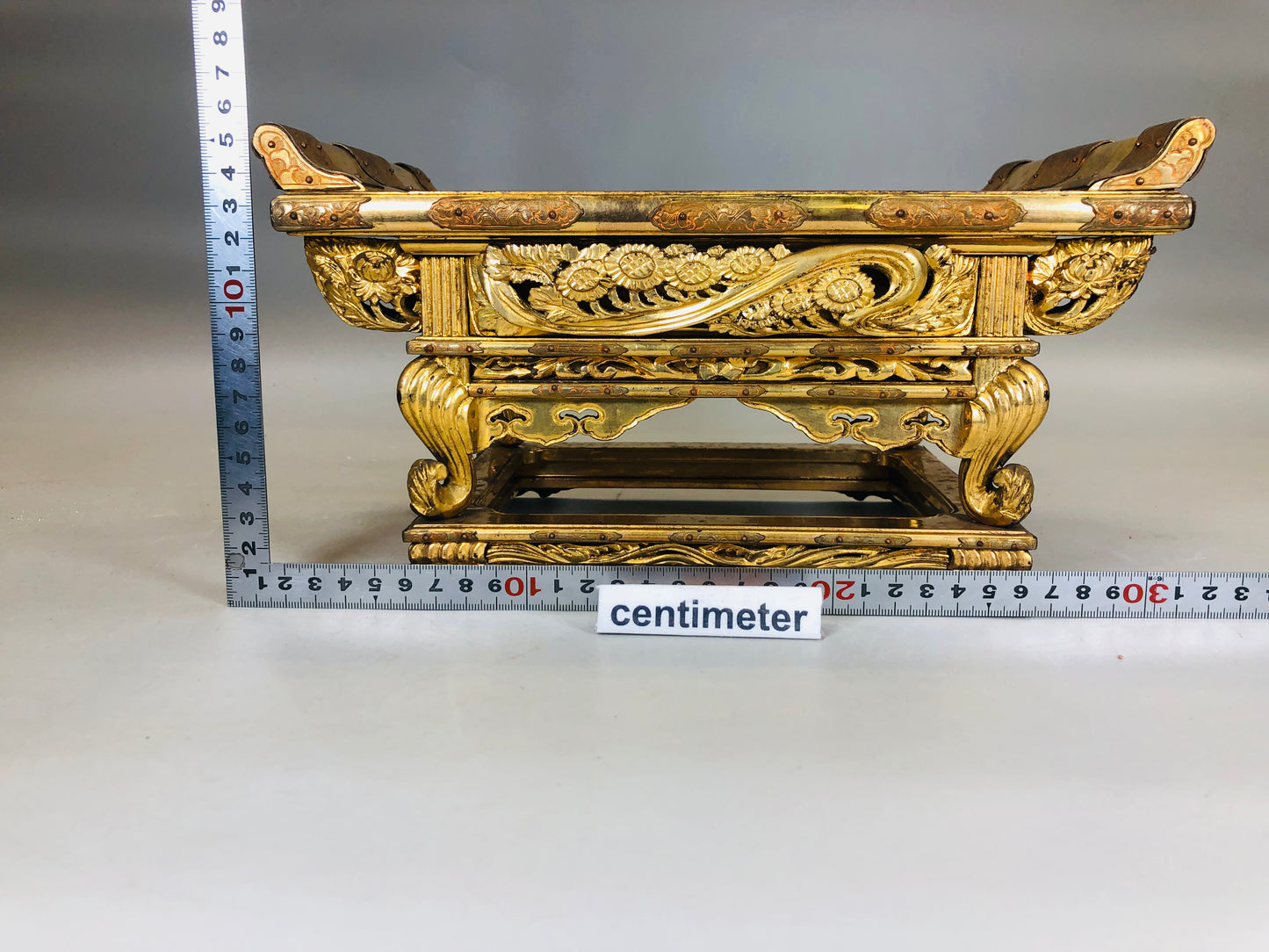 Y5817 Buddhist Altar Equipment Sutra desk gold coating Japan Buddhism antique