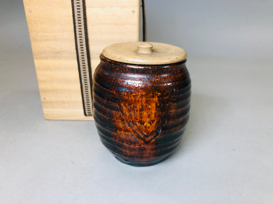 Y5833 TEA CADDY Seto-ware koseto canister box Japan antique tea ceremony pot
