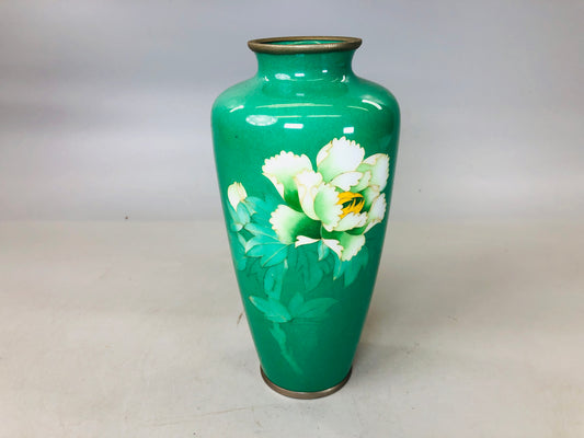 Y5838 VASE Cloisonne green flower pattern Japan ikebana antique interior decor