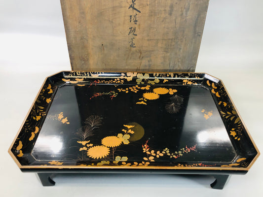 Y5842 STAND Makie base with legs box Japan antique ikebana flower interior decor