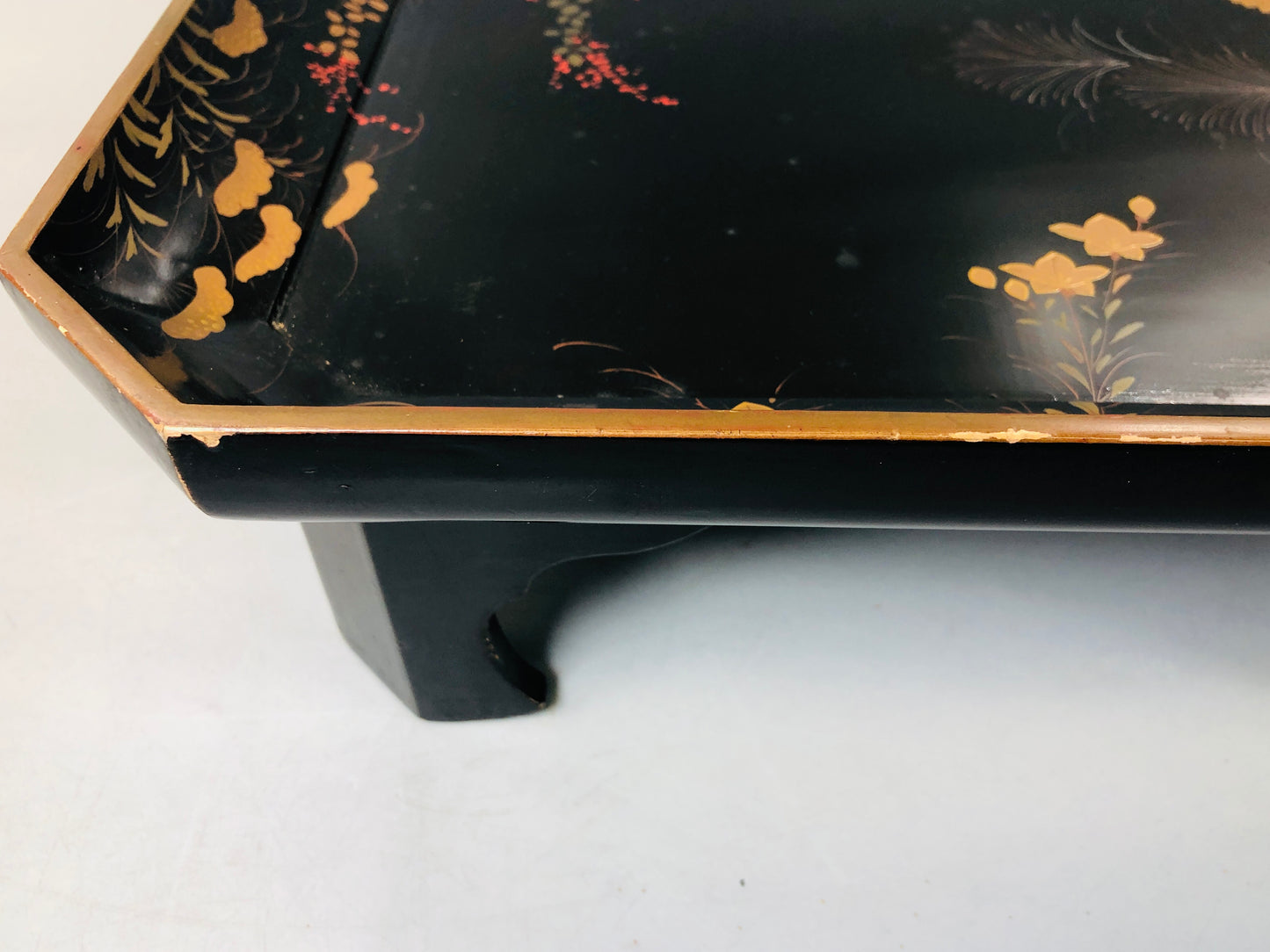 Y5842 STAND Makie base with legs box Japan antique ikebana flower interior decor