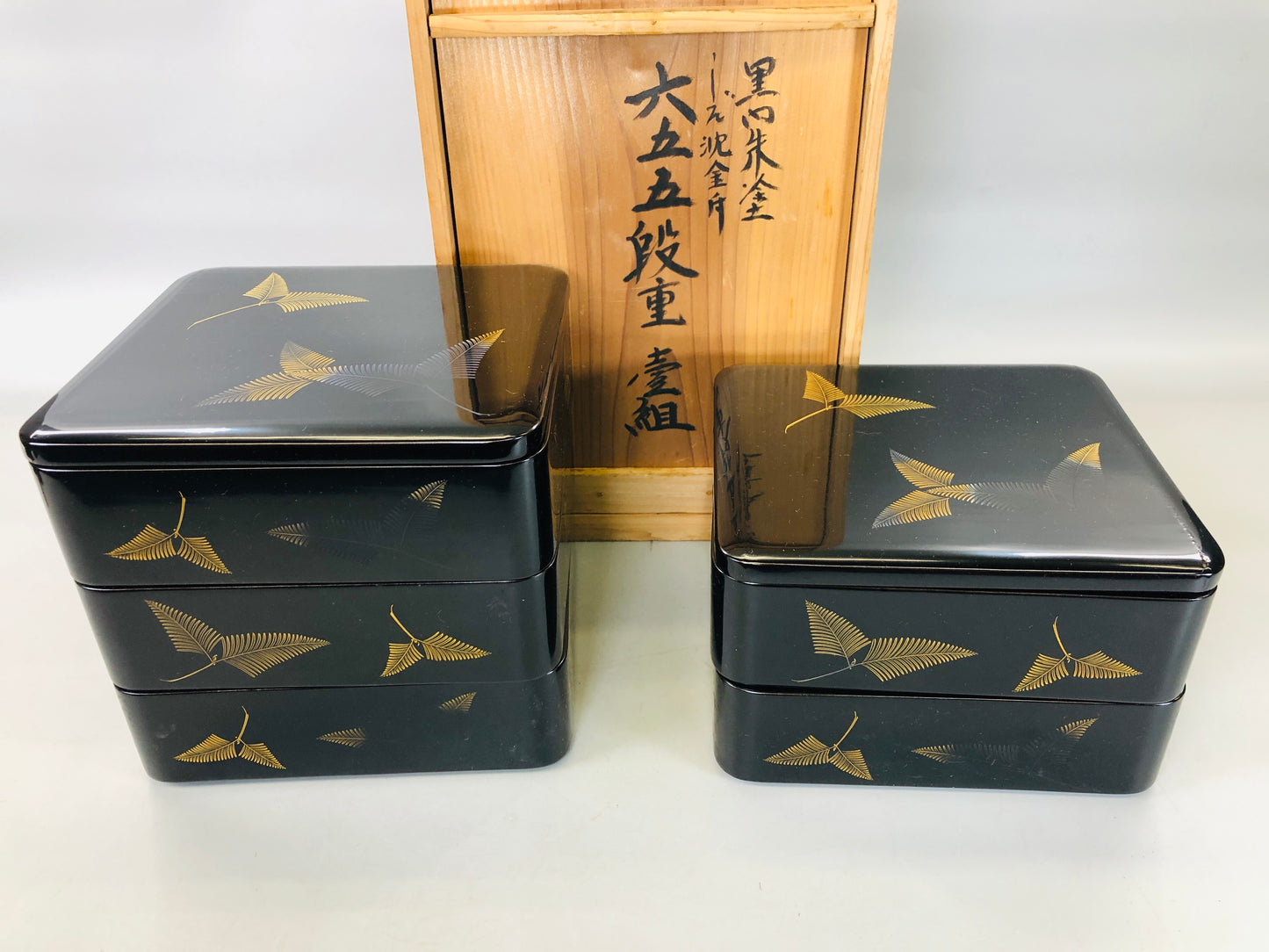 Y5845 BOX Fern Makie five-tiered storage case Japan antique container interior