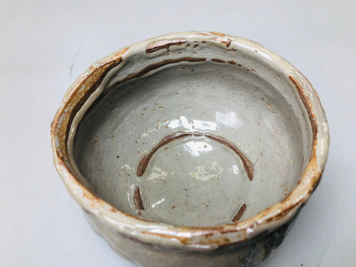 Y5878 CHAWAN Seto-ware signed bowl Japan antique tea ceremony pottery vintage