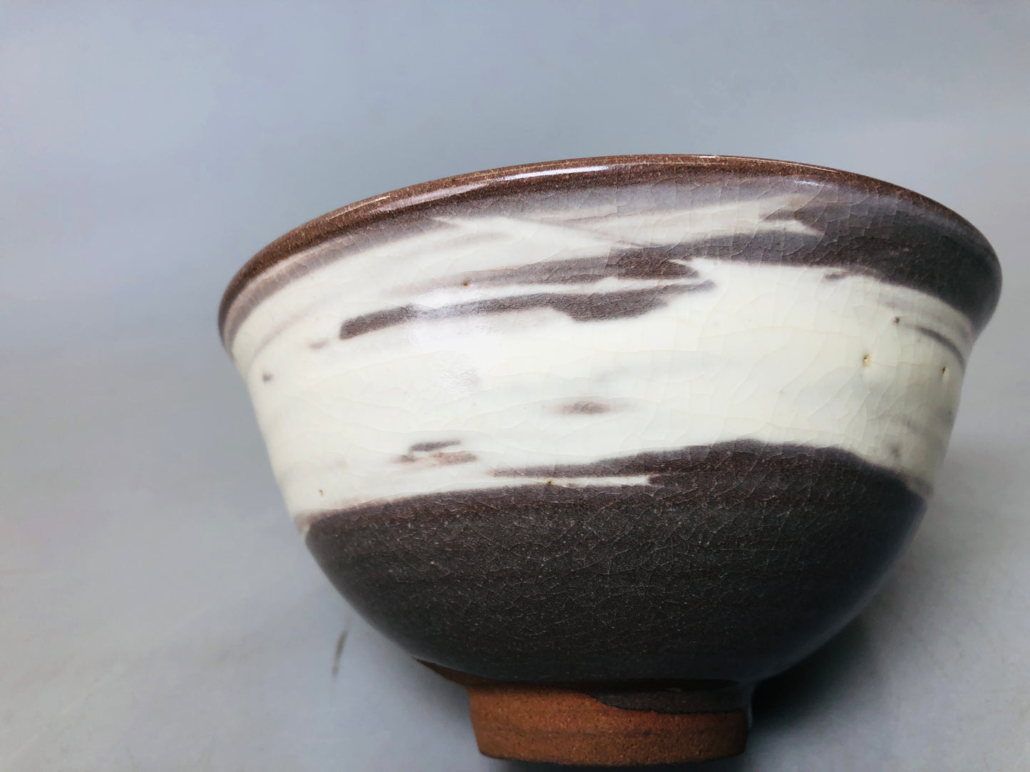 Y5879 CHAWAN Hakeme brushmark bowl Japan antique tea ceremony pottery vintage