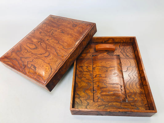 Y5936 BOX Tamamoku wooden Suzuri case inkstone container Japan antique vintage